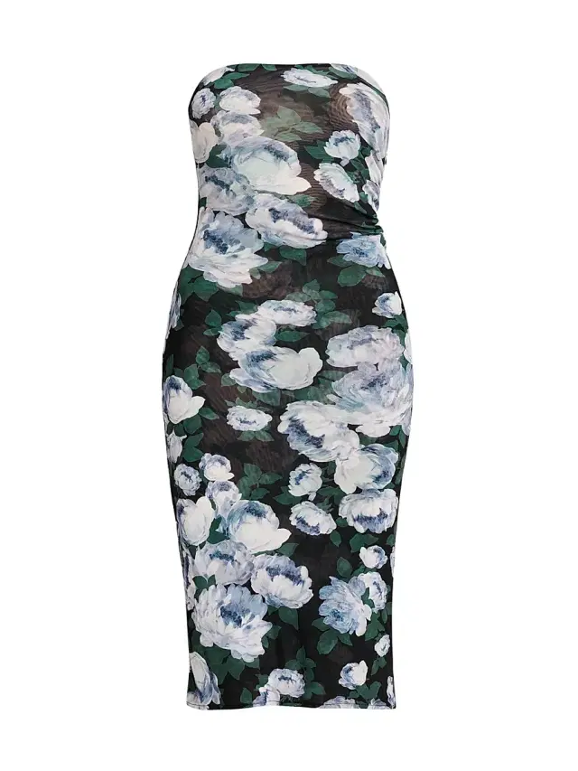 Stella McCartney Women's Bunch Of Roses Mesh Strapless Dress