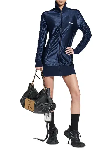 Balenciaga Women's Fitted Tracksuit Dress - Dark Navy | Thumbnail 6