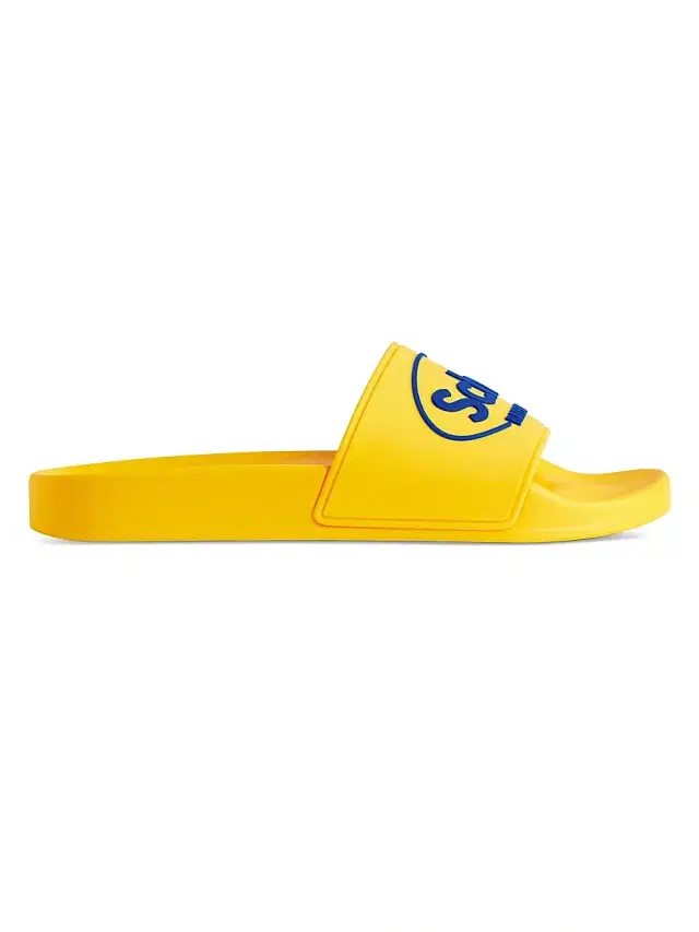 Balenciaga Men's I Scholl Pool Slide Sandals - Yellow Blue