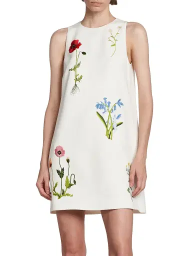 Stella McCartney Women's Floral-Embroidered Shift Dress - Cream | Thumbnail 3