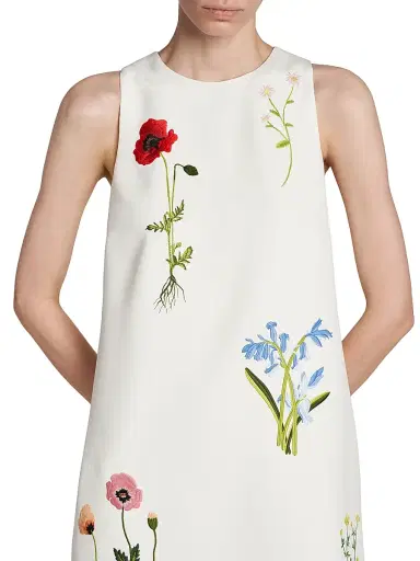 Stella McCartney Women's Floral-Embroidered Shift Dress - Cream | Thumbnail 6