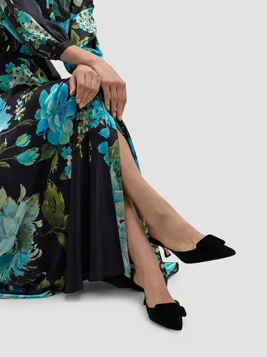 Manolo Blahnik Women's Maysale 50MM Buckle-Detail Velvet Kitten-Heel Mules | Thumbnail 2 Manolo Blahnik Women's Maysale 50MM Buckle-Detail Velvet Kitten-Heel Mules | Thumbnail 2