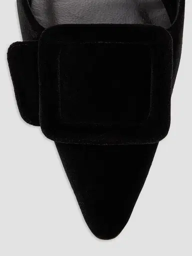 Manolo Blahnik Women's Maysale 50MM Buckle-Detail Velvet Kitten-Heel Mules | Thumbnail 6 Manolo Blahnik Women's Maysale 50MM Buckle-Detail Velvet Kitten-Heel Mules | Thumbnail 6