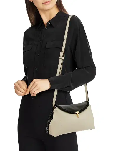 Toteme Women's T-Lock Leather Clutch - Black Milk | Thumbnail 2
