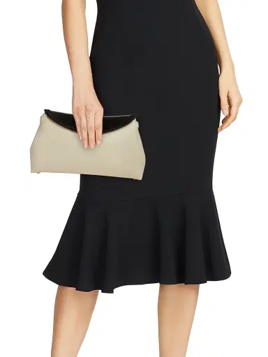 Toteme Women's T-Lock Leather Clutch - Black Milk | Thumbnail 3