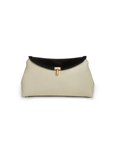 Toteme Women's T-Lock Leather Clutch - Black Milk | Thumbnail 1