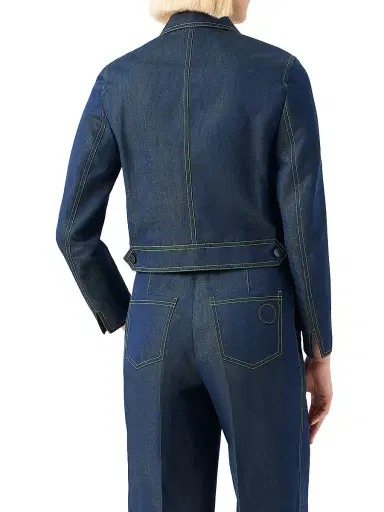 Akris punto Women's Boxy Topstitched Changeant Denim Jacket | Thumbnail 5 Akris punto Women's Boxy Topstitched Changeant Denim Jacket | Thumbnail 5