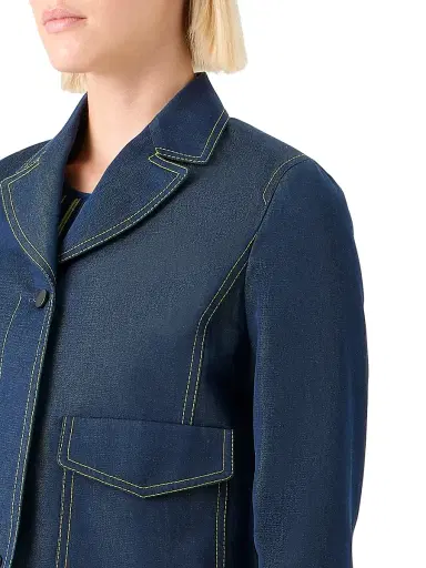 Akris punto Women's Boxy Topstitched Changeant Denim Jacket | Thumbnail 6 Akris punto Women's Boxy Topstitched Changeant Denim Jacket | Thumbnail 6