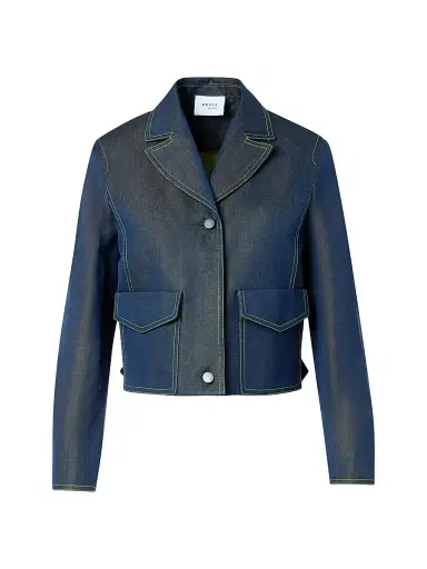 Akris punto Women's Boxy Topstitched Changeant Denim Jacket | Thumbnail 1 Akris punto Women's Boxy Topstitched Changeant Denim Jacket | Thumbnail 1