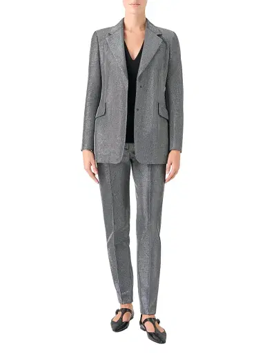 Akris punto Women's Metallic Techno Birdseye Boyfriend Blazer | Thumbnail 2 Akris punto Women's Metallic Techno Birdseye Boyfriend Blazer | Thumbnail 2