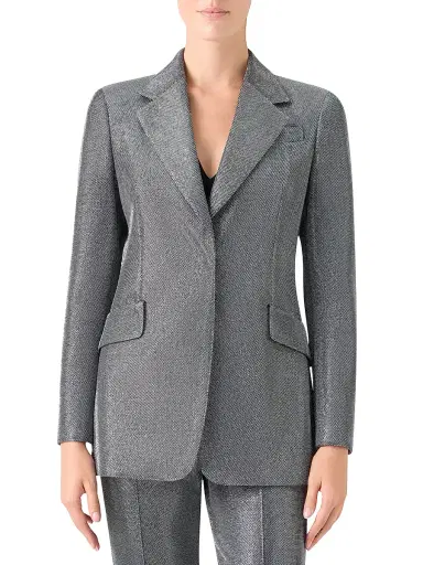 Akris punto Women's Metallic Techno Birdseye Boyfriend Blazer | Thumbnail 3 Akris punto Women's Metallic Techno Birdseye Boyfriend Blazer | Thumbnail 3