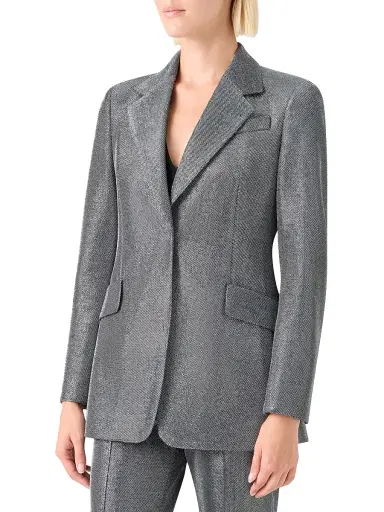 Akris punto Women's Metallic Techno Birdseye Boyfriend Blazer | Thumbnail 4 Akris punto Women's Metallic Techno Birdseye Boyfriend Blazer | Thumbnail 4