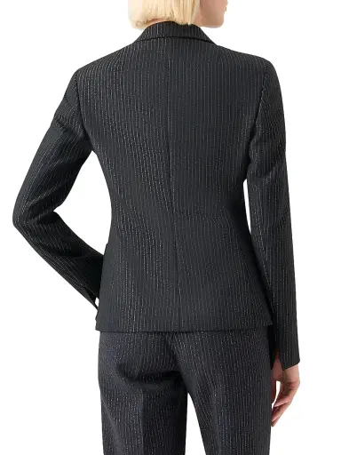 Akris punto Women's Metallic Pinstriped Crepe Blazer - Black Brushed Steel - Size 8 | Thumbnail 5