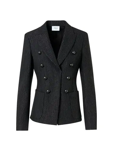 Akris punto Women's Metallic Pinstriped Crepe Blazer - Black Brushed Steel - Size 8 | Thumbnail 1