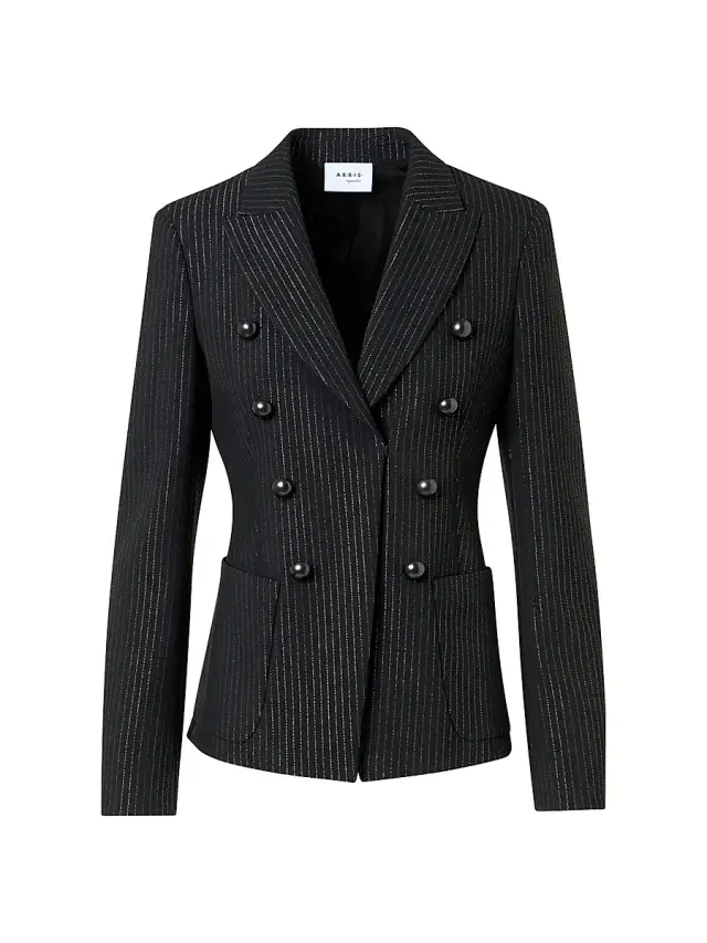 Akris punto Women's Metallic Pinstriped Crepe Blazer - Black Brushed Steel