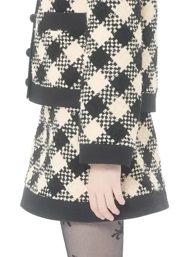 Valentino Garavani Women's Damier Tweed Skirt - Birch Black - Size 8 | Thumbnail 3 Valentino Garavani Women's Damier Tweed Skirt - Birch Black - Size 8 | Thumbnail 3