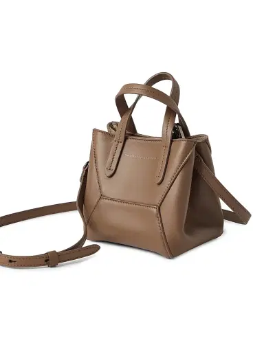 Brunello Cucinelli Women's Duo Mini Top Handle Bag in Calfskin with Monili - Brown Gianduia | Thumbnail 4 Brunello Cucinelli Women's Duo Mini Top Handle Bag in Calfskin with Monili - Brown Gianduia | Thumbnail 4