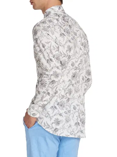Etro Men's Roma Floral Stretch-Cotton Shirt - Print On White Base - Size 15.75 | Thumbnail 5 Etro Men's Roma Floral Stretch-Cotton Shirt - Print On White Base - Size 15.75 | Thumbnail 5
