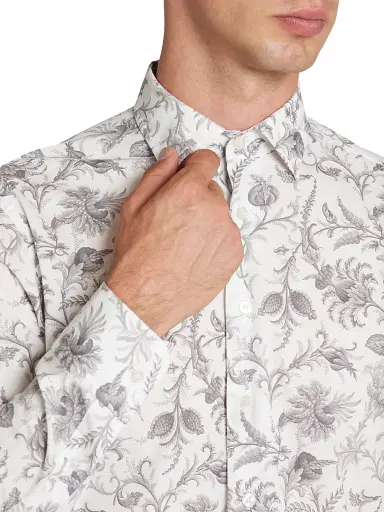 Etro Men's Roma Floral Stretch-Cotton Shirt - Print On White Base - Size 15.75 | Thumbnail 6 Etro Men's Roma Floral Stretch-Cotton Shirt - Print On White Base - Size 15.75 | Thumbnail 6