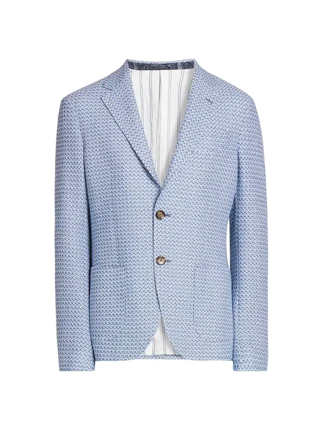 Men's Roma Honeycomb Cotton Sport Jacket - Multicolor Azzurro