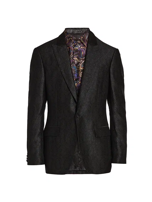 Etro Men's Fuji All-Over Paisley Evening Jacket - Black
