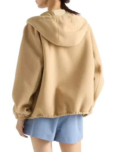Prada Women's Technical Fleece Hoodie Jacket - Brown Beige | Thumbnail 4 Prada Women's Technical Fleece Hoodie Jacket - Brown Beige | Thumbnail 4