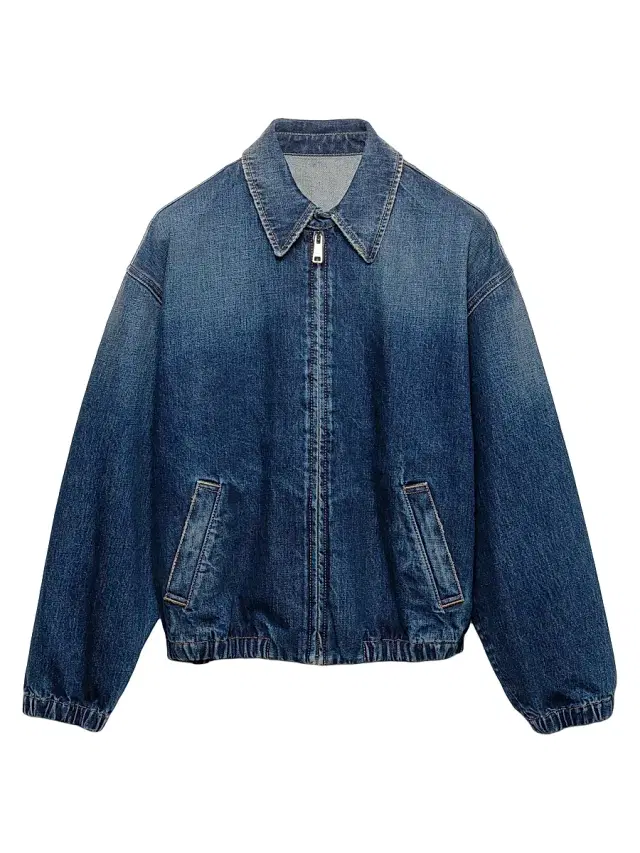 Women's Washed Denim Blouson Jacket - Blue