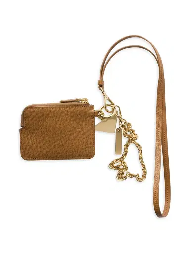 Prada Women's Saffiano Leather Card Holder with Shoulder Strap - Brown | Thumbnail 2 Prada Women's Saffiano Leather Card Holder with Shoulder Strap - Brown | Thumbnail 2