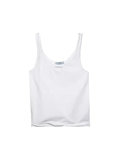 Prada Women's Cotton Jersey Tank Top - White | Thumbnail 1 Prada Women's Cotton Jersey Tank Top - White | Thumbnail 1