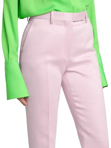 TOM FORD Women's Tailored Cotton-Silk Straight-Leg Pants - Orchid Pink | Thumbnail 6 TOM FORD Women's Tailored Cotton-Silk Straight-Leg Pants - Orchid Pink | Thumbnail 6