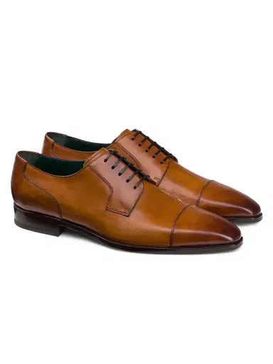 Stefano Ricci Men's Calfskin Leather Derby Shoes - Brown Stone - Size 10 | Thumbnail 2