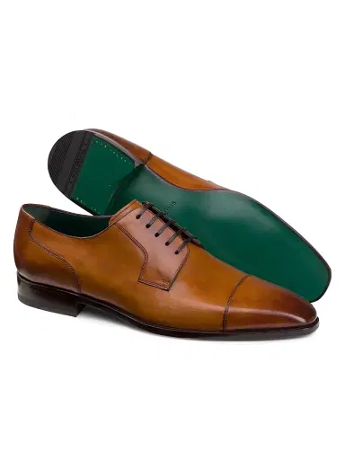 Stefano Ricci Men's Calfskin Leather Derby Shoes - Brown Stone - Size 10 | Thumbnail 3