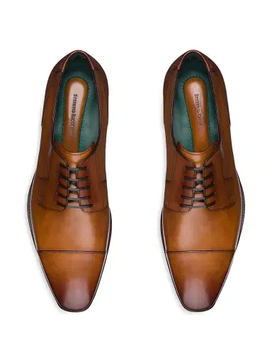 Stefano Ricci Men's Calfskin Leather Derby Shoes - Brown Stone - Size 10 | Thumbnail 4