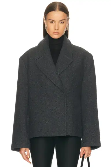 EAVES Oak Manteco Wool Cropped Peacoat | Thumbnail 3 EAVES Oak Manteco Wool Cropped Peacoat | Thumbnail 3