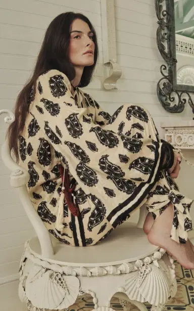 Johanna Ortiz Femininity Dramatic Printed Linen Straight-Leg Pants - Ivory | Thumbnail 1
