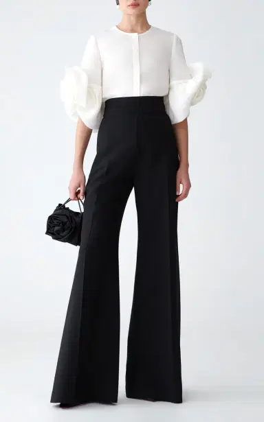 Carolina Herrera Bi-Stretch Wool Tailoring Wide-Leg Pants | Thumbnail 3