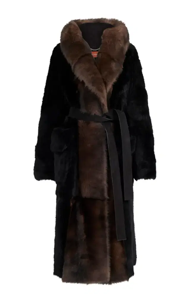 Geoff Shearling-Trimmed Leather Coat