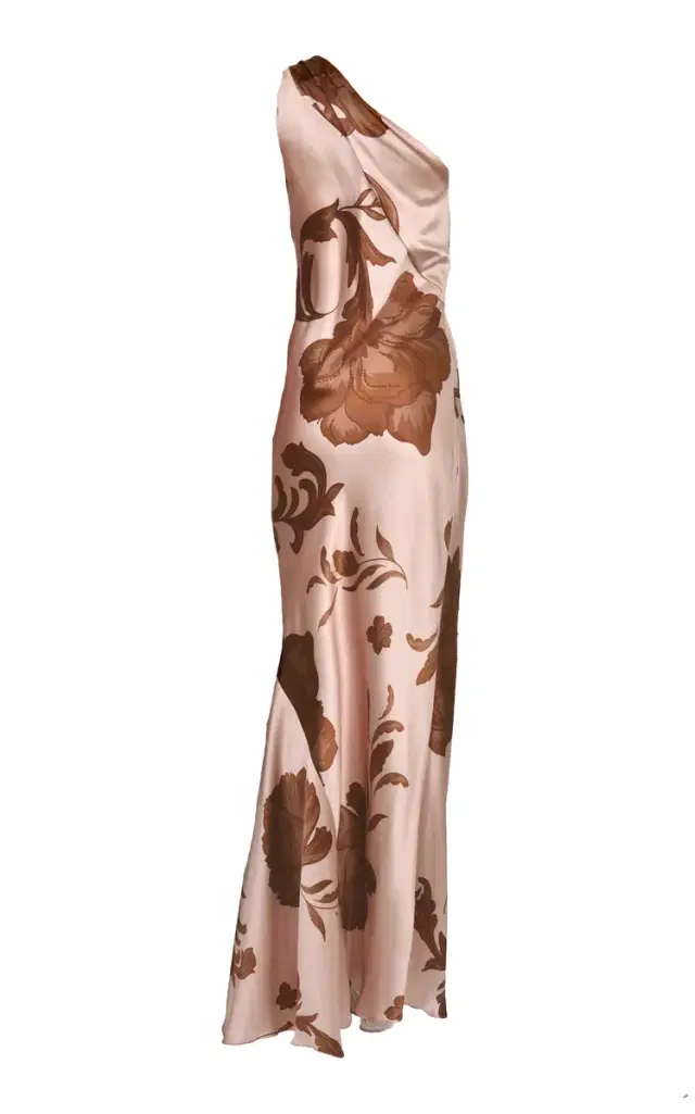 Francesca Miranda Exclusive Petalo One-Shoulder Silk Maxi Dress