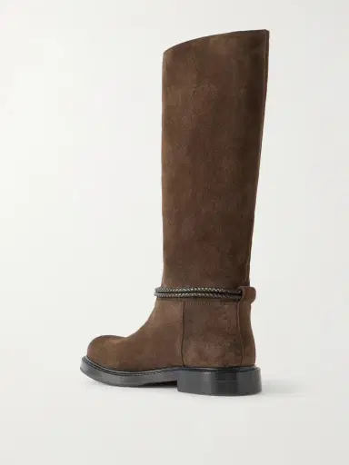 Bottega Veneta James Intrecciato Leather-trimmed Suede Knee Boots | Thumbnail 3 Bottega Veneta James Intrecciato Leather-trimmed Suede Knee Boots | Thumbnail 3