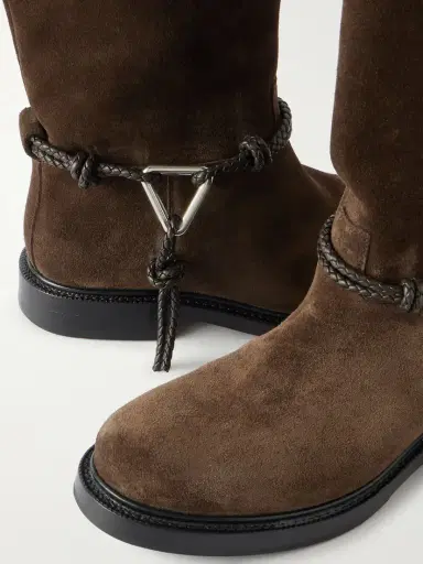 Bottega Veneta James Intrecciato Leather-trimmed Suede Knee Boots | Thumbnail 4 Bottega Veneta James Intrecciato Leather-trimmed Suede Knee Boots | Thumbnail 4