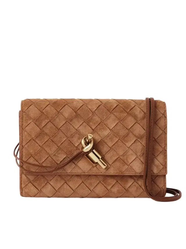 Andiamo Small Intrecciato Suede Shoulder Bag
