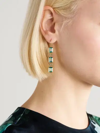 Ileana Makri Tile Drop 18-karat Gold Apatite And Diamond Earrings | Thumbnail 2