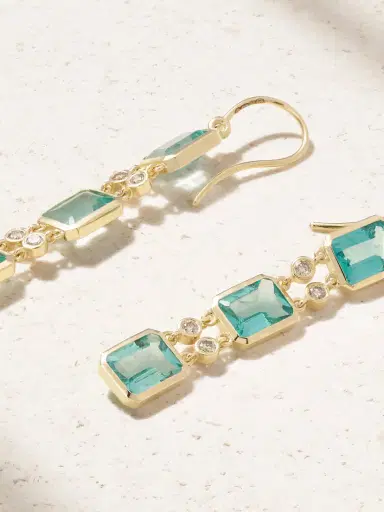 Ileana Makri Tile Drop 18-karat Gold Apatite And Diamond Earrings | Thumbnail 3
