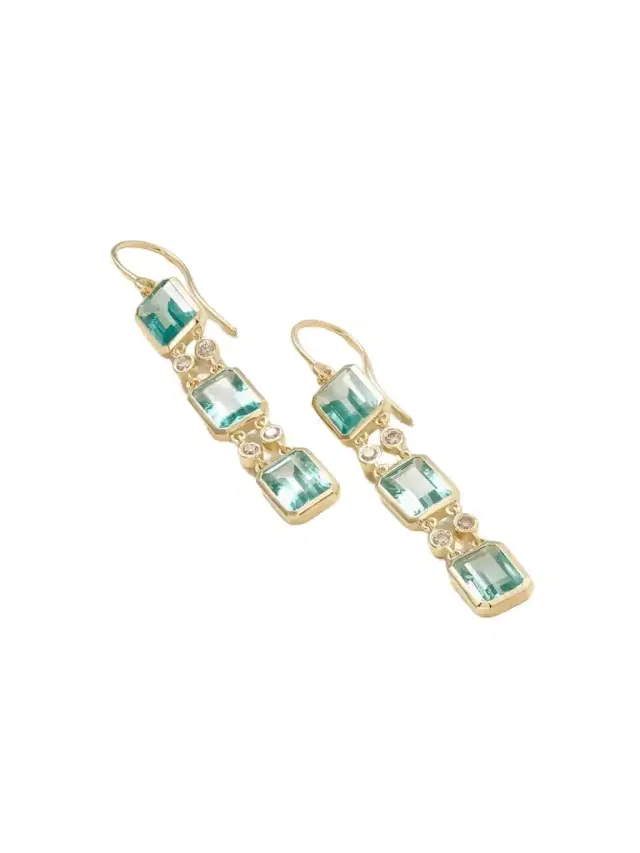 Tile Drop 18-karat Gold Apatite And Diamond Earrings