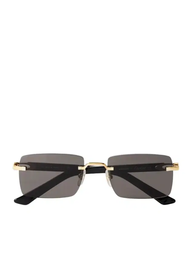 Cartier Eyewear C Décor Rimless Rectangle-frame Gold-tone And Acetate Sunglasses