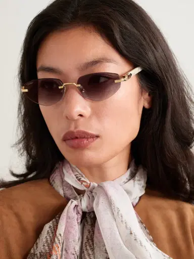 Cartier Eyewear Signature C Décor Rimless Cat-eye Gold-tone And Acetate Sunglasses | Thumbnail 2 Cartier Eyewear Signature C Décor Rimless Cat-eye Gold-tone And Acetate Sunglasses | Thumbnail 2