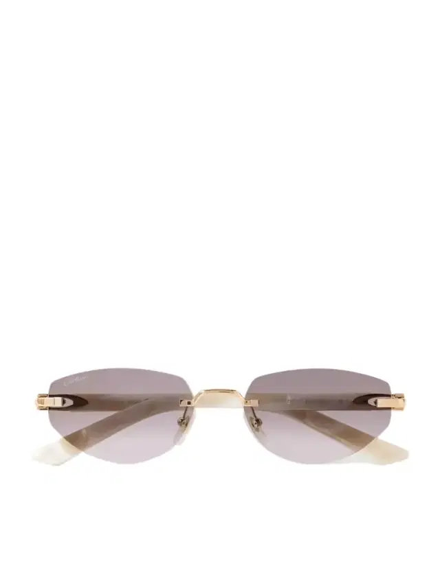Cartier Eyewear Signature C Décor Rimless Cat-eye Gold-tone And Acetate Sunglasses