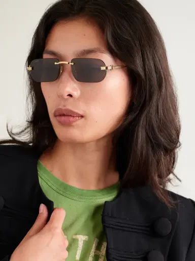 Cartier Eyewear Première De Cartier Rimless Rectangle-frame Gold-tone Sunglasses | Thumbnail 2 Cartier Eyewear Première De Cartier Rimless Rectangle-frame Gold-tone Sunglasses | Thumbnail 2