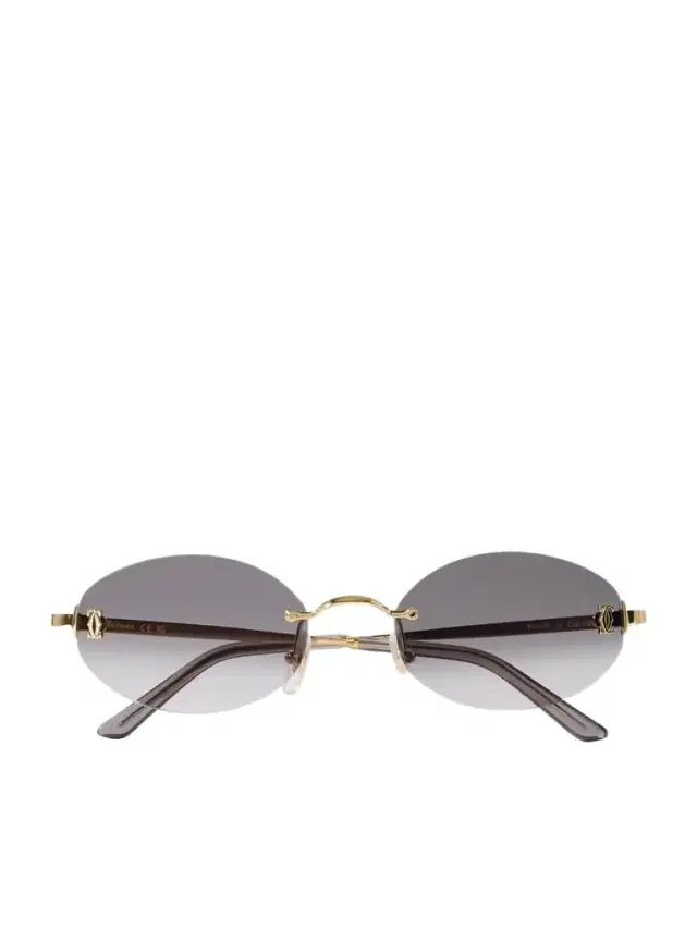 Double C Rimless Oval-frame Gold-tone Sunglasses