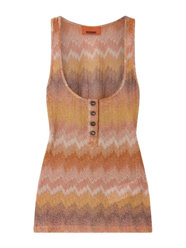 Striped Metallic Crochet-knit Tank